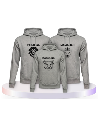 Familienlook Hoodies mit Löwen als | Paarpulli
