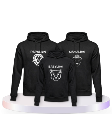 Familienlook Hoodies mit Löwen als | Paarpulli