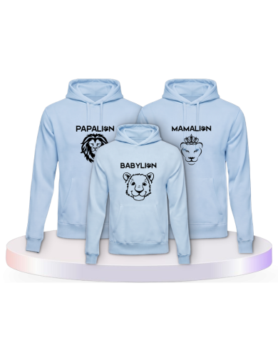 Familienlook Hoodies mit Löwen als | Paarpulli