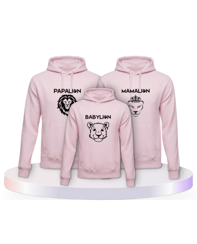 Familienlook Hoodies mit Löwen als | Paarpulli