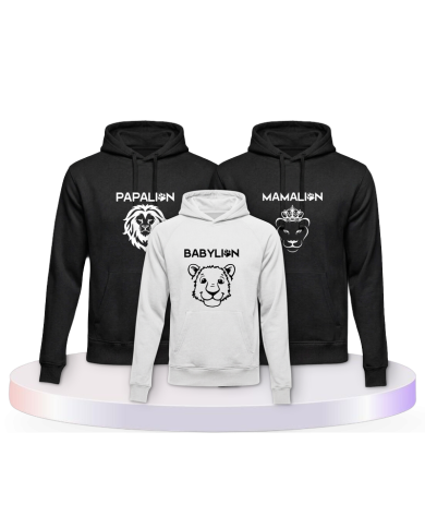 Familienlook Hoodies mit Löwen als | Paarpulli