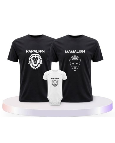 Löwen Set Familienset T-Shirts mit Babybody | Paarpulli
