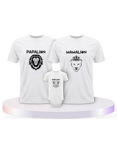 Löwen Set Familienset T-Shirts mit Babybody | Paarpulli