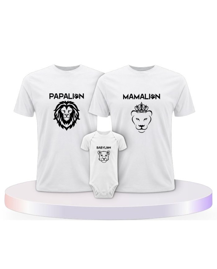 Löwen Set Familienset T-Shirts mit Babybody | Paarpulli