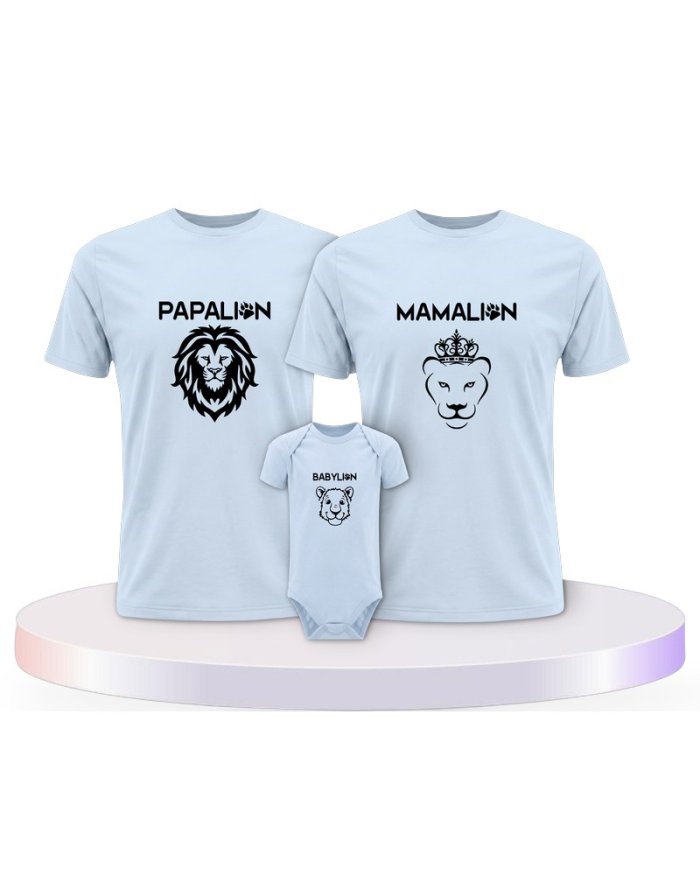 Löwen Set Familienset T-Shirts mit Babybody | Paarpulli