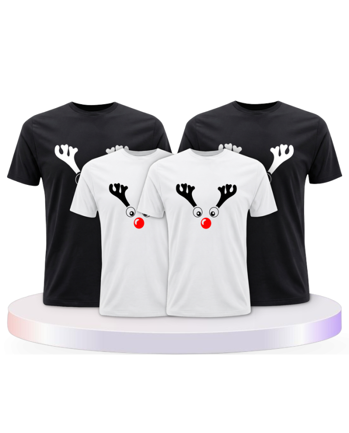 Rentier Weihnachts Familienset T-Shirts | Paarpulli