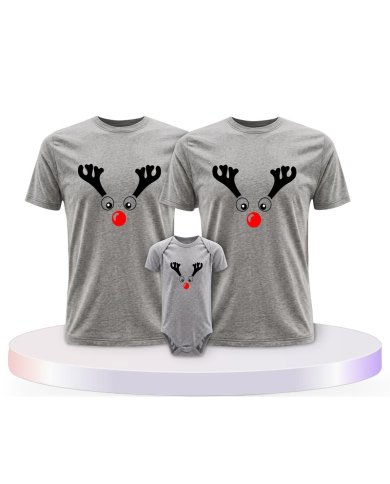 Rentier Weihnachts Set Familienlook Familien T-Shirts | Paarpulli
