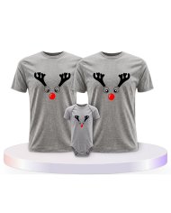 Rentier Weihnachts Set Familienlook Familien T-Shirts | Paarpulli