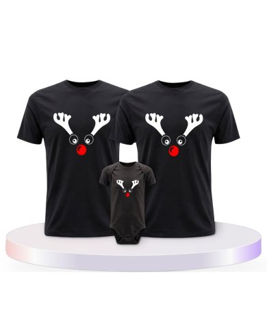 Rentier Weihnachts Set Familienlook Familien T-Shirts | Paarpulli