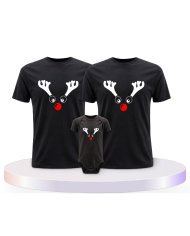 Rentier Weihnachts Set Familienlook Familien T-Shirts | Paarpulli