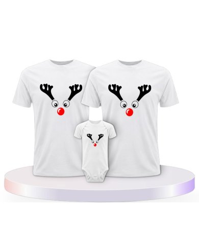 Rentier Weihnachts Set Familienlook Familien T-Shirts | Paarpulli