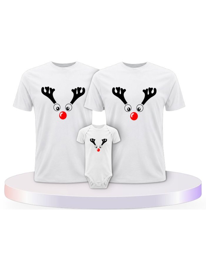 Rentier Weihnachts Set Familienlook Familien T-Shirts | Paarpulli