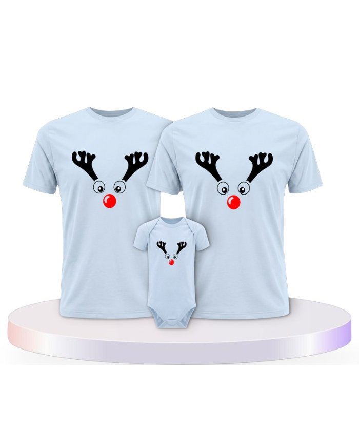 Rentier Weihnachts Set Familienlook Familien T-Shirts | Paarpulli