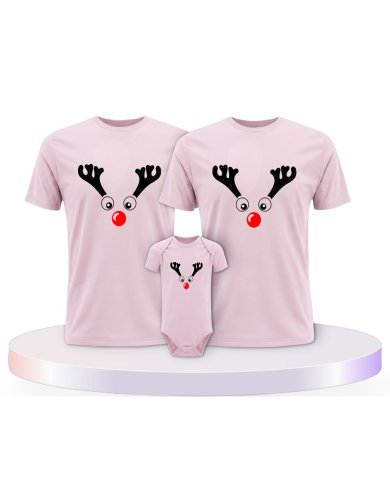 Rentier Weihnachts Set Familienlook Familien T-Shirts | Paarpulli