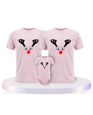 Rentier Weihnachts Set Familienlook Familien T-Shirts | Paarpulli