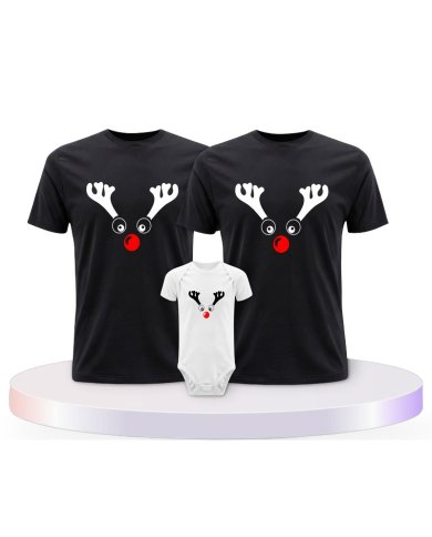 Rentier Weihnachts Set Familienlook Familien T-Shirts | Paarpulli