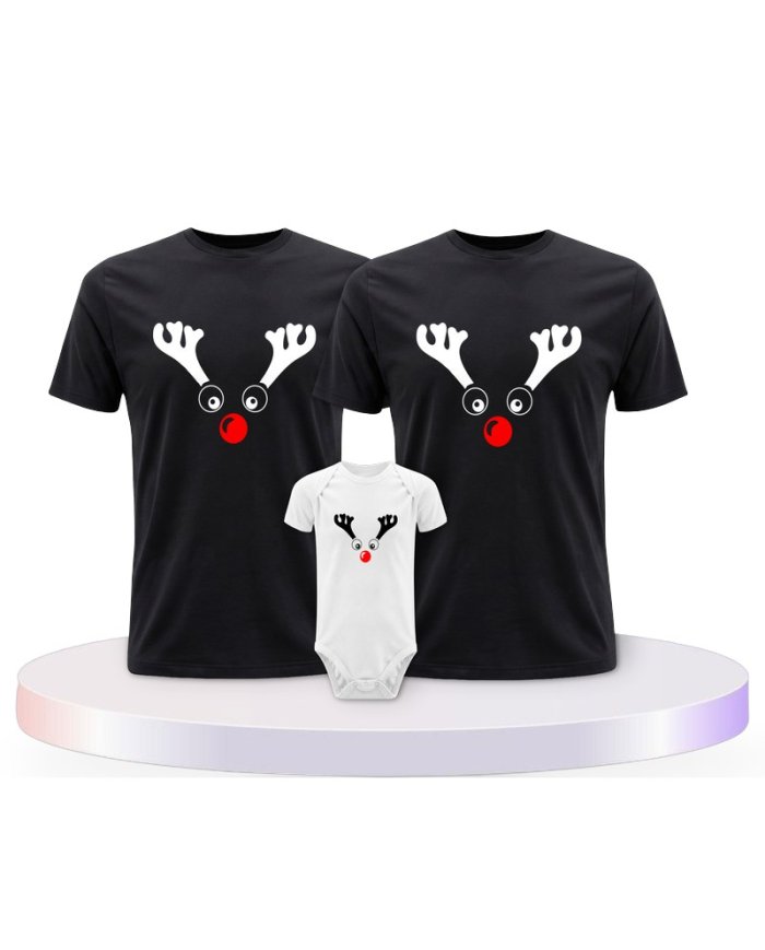 Rentier Weihnachts Set Familienlook Familien T-Shirts | Paarpulli