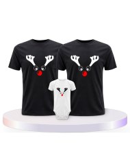 Rentier Weihnachts Set Familienlook Familien T-Shirts | Paarpulli