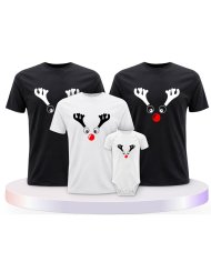 Rentier Weihnachts Set Familienlook Familien T-Shirts | Paarpulli