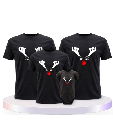 Rentier Weihnachts Set Familienlook Familien T-Shirts | Paarpulli