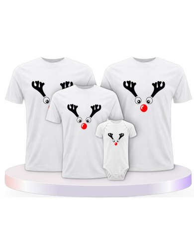 Rentier Weihnachts Set Familienlook Familien T-Shirts | Paarpulli