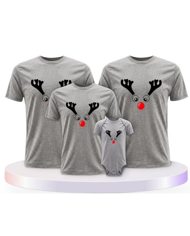 Rentier Weihnachts Set Familienlook Familien T-Shirts | Paarpulli
