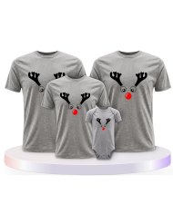 Rentier Weihnachts Set Familienlook Familien T-Shirts | Paarpulli