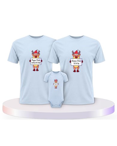 Rentier Familie Familienset T-Shirts mit Babybody | Paarpulli