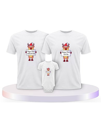 Rentier Familie Familienset T-Shirts mit Babybody | Paarpulli
