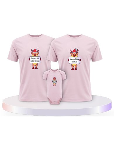 Rentier Familie Familienset T-Shirts mit Babybody | Paarpulli