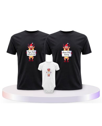 Rentier Familie Familienset T-Shirts mit Babybody | Paarpulli