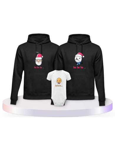 Familienlook Hoodies mit Ho Ho... Weihnachtshoodies + | Paarpulli