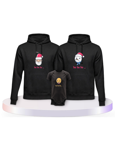 Familienlook Hoodies mit Ho Ho... Weihnachtshoodies + | Paarpulli