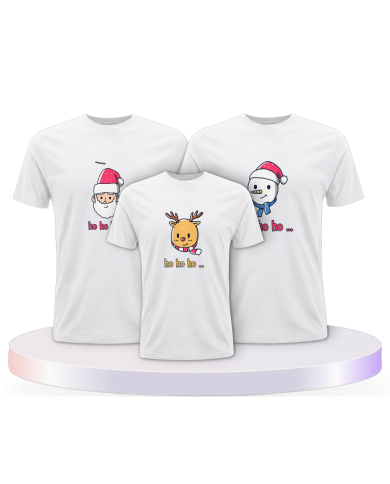 Familienlook T-Shirts mit Ho Ho... Weihnachtsshirts | Paarpulli