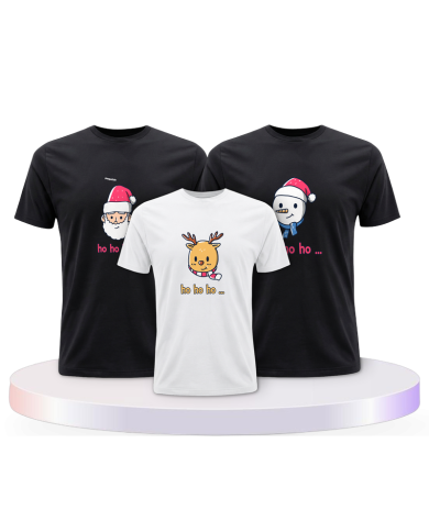 Familienlook T-Shirts mit Ho Ho... Weihnachtsshirts | Paarpulli