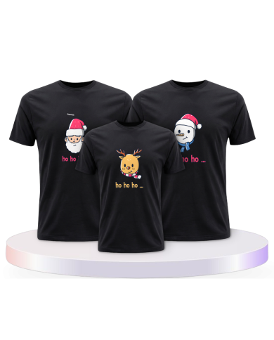 Familienlook T-Shirts mit Ho Ho... Weihnachtsshirts | Paarpulli