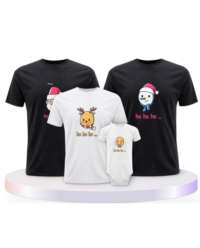 Familienlook T-Shirts mit Ho Ho... Weihnachtsshirts + | Paarpulli