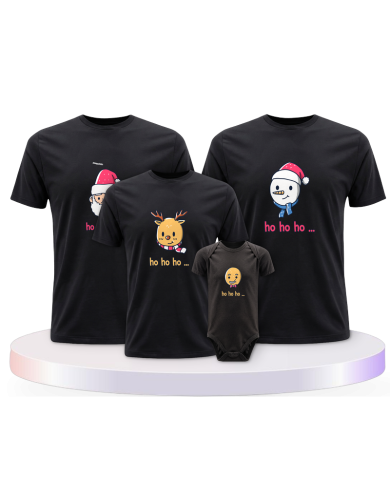 Familienlook T-Shirts mit Ho Ho... Weihnachtsshirts + | Paarpulli