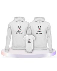 Merry Christmas mit Süßem Rentier Gesicht Familien Hoodies | Paarpulli