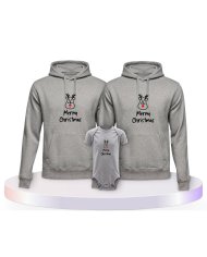 Merry Christmas mit Süßem Rentier Gesicht Familien Hoodies | Paarpulli