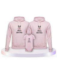 Merry Christmas mit Süßem Rentier Gesicht Familien Hoodies | Paarpulli