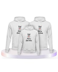 Merry Christmas mit Süßem Rentier Gesicht Familien Hoodies | Paarpulli
