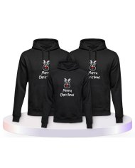 Merry Christmas mit Süßem Rentier Gesicht Familien Hoodies | Paarpulli