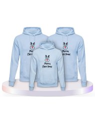 Merry Christmas mit Süßem Rentier Gesicht Familien Hoodies | Paarpulli