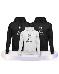 Merry Christmas mit Süßem Rentier Gesicht Familien Hoodies | Paarpulli