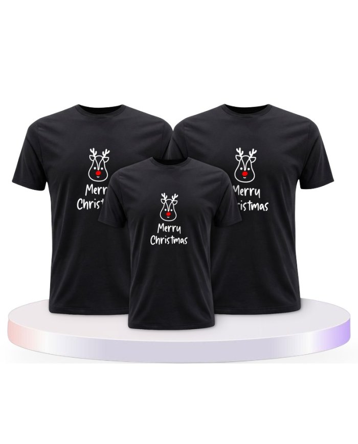 Merry Christmas mit Süßem Rentier Gesicht Familien T-Shirts |.
