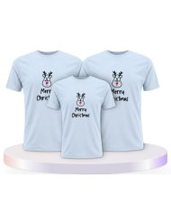Merry Christmas mit Süßem Rentier Gesicht Familien T-Shirts |.