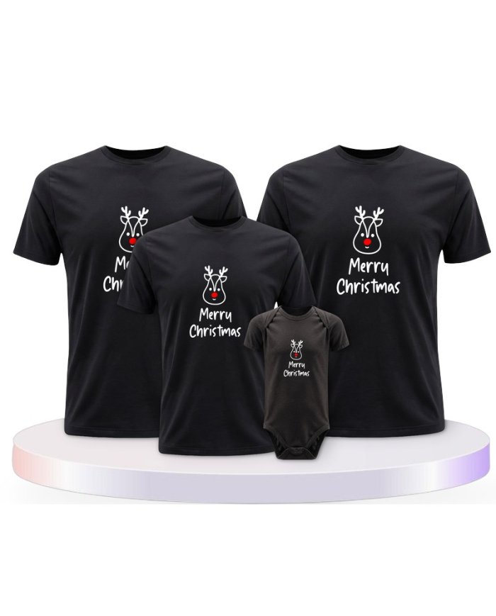 Merry Christmas mit Süßem Rentier Gesicht Familien T-Shirts |.