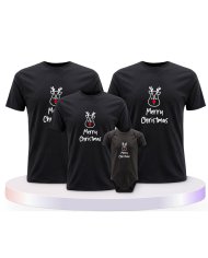 Merry Christmas mit Süßem Rentier Gesicht Familien T-Shirts |.