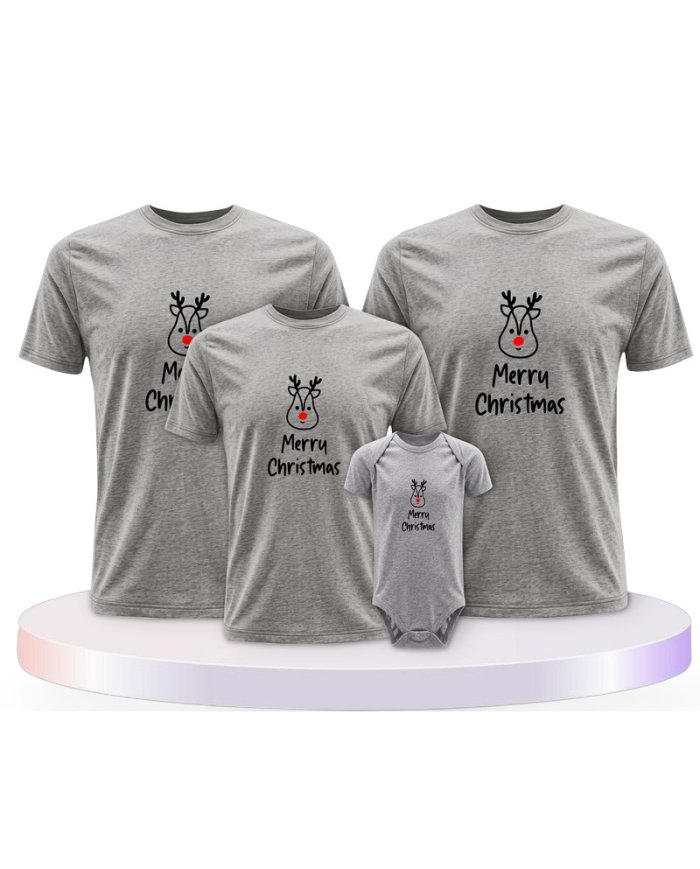 Merry Christmas mit Süßem Rentier Gesicht Familien T-Shirts |.